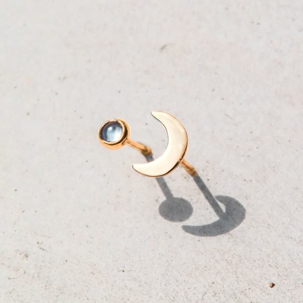 Galaxy Moonlight Stud & Galaxy Moonstone Stud in 14ct. yellow gold