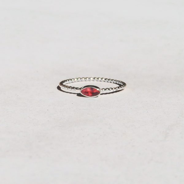 Joy Ring in sterling silver with a ruby