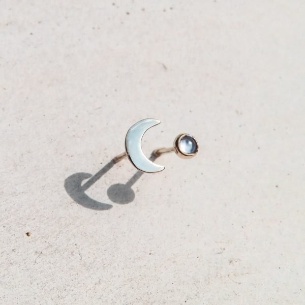 Galaxy Moonlight Stud & Galaxy Moonstone Stud in sterling silver
